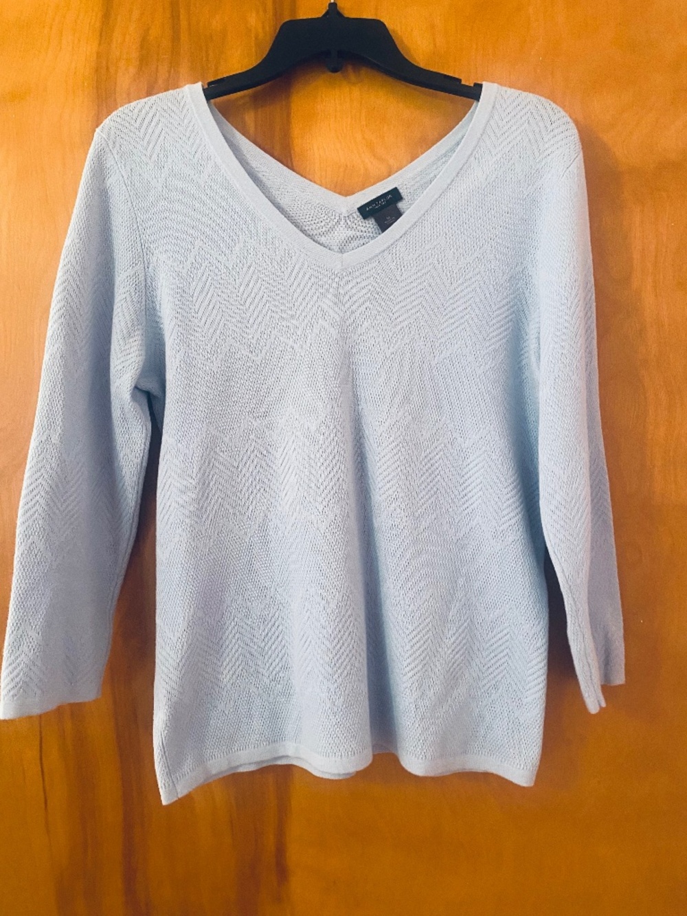 Ann Taylor Light Blue V-Neck Knit Sweater